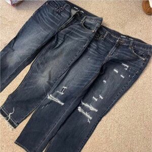 Old Navy Women's Dark Blue Distressed Skinny Jeans